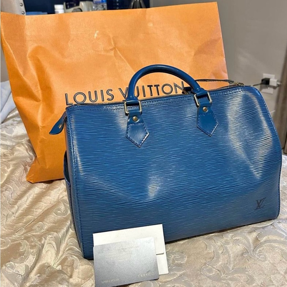 Louis Vuitton Blue Epi Leather Handbag